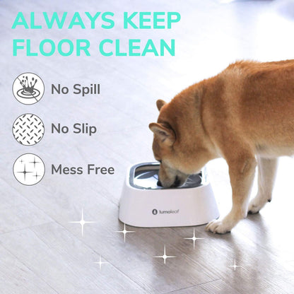 No-Spill Water Bowl for Dogs - Slow Feeder with Drip-Free, Splash-Proof Design (Grey, 35 Oz)